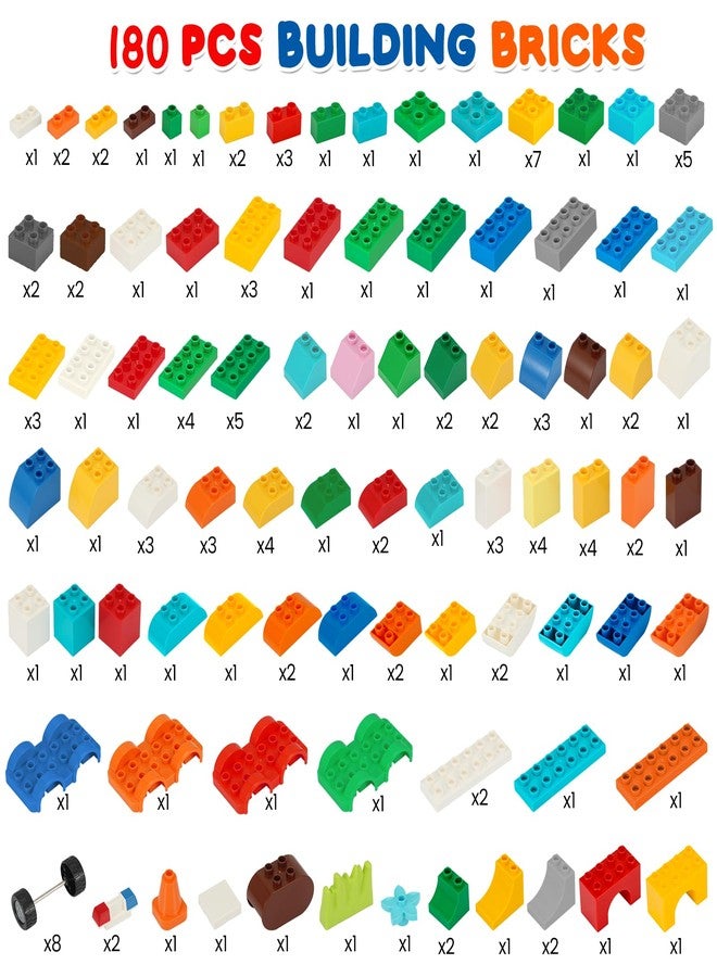 MIMAX Classic Big Bricks Building Blocks Set, 180 PCS Toy Building Sets for All Major Brands, Interactive Building Toy with Storage Box, for Kids, Boys and Girls - Image 3